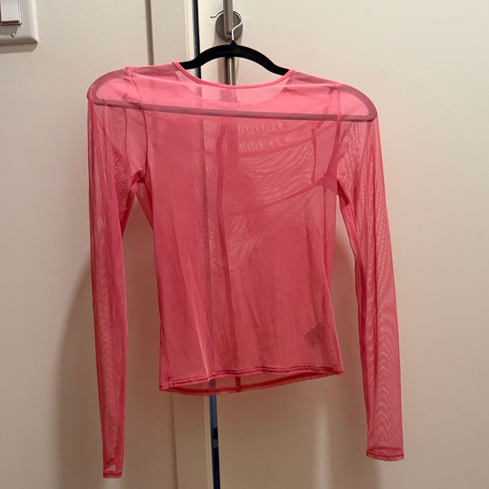 American Eagle Sheer Pink Long Sleeve Top